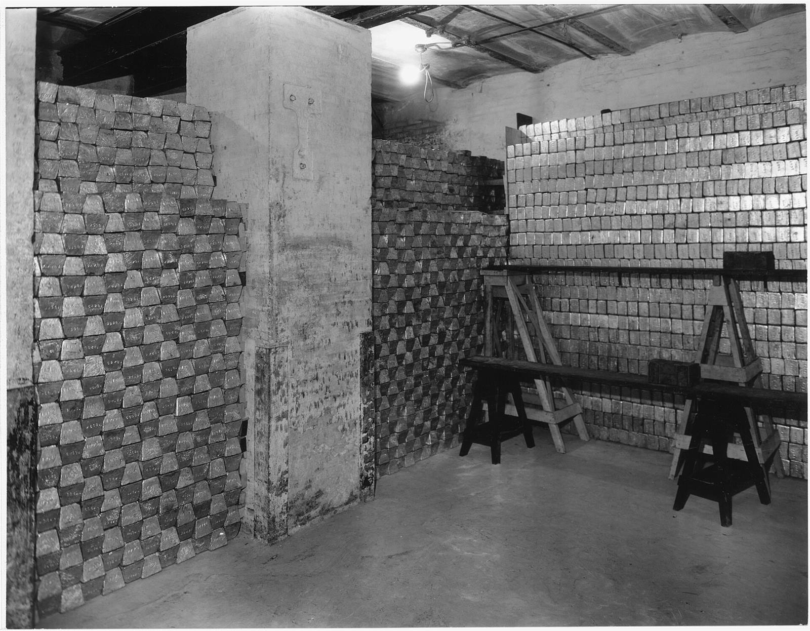 Gold bars in secure vault storage